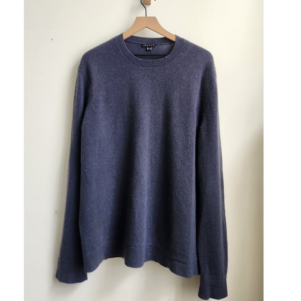 Theory Mens Cashmere Crewneck Vetel Pullover Sweater XXL Slate Blue Minimalist
